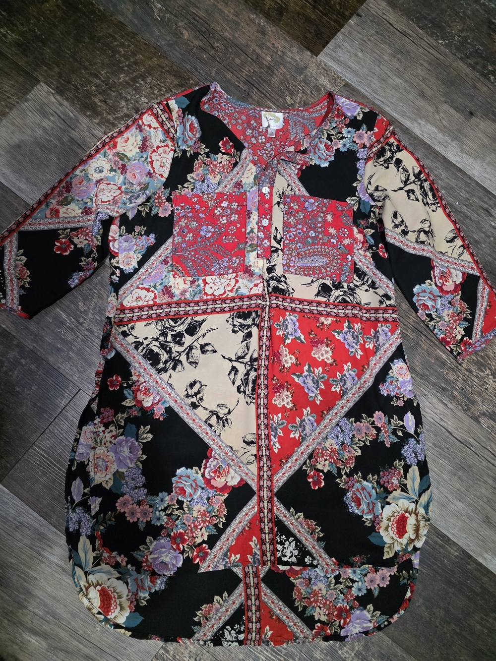 fig and flower Red Floral Print Tunic Dress